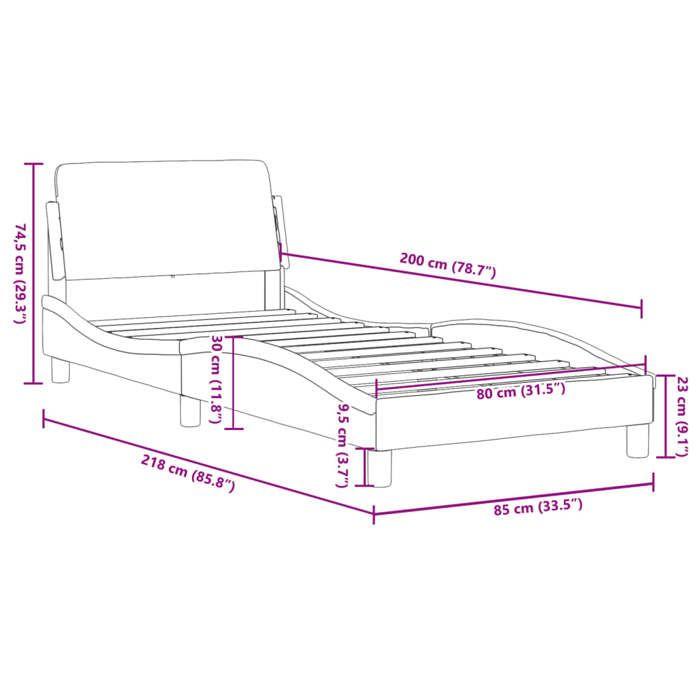 VidaXL Bed Frames with Headboard, Upholstered Bed with Slatted Base, Single Bed with Feet, Adult Bedroom Bed, Grey 373065