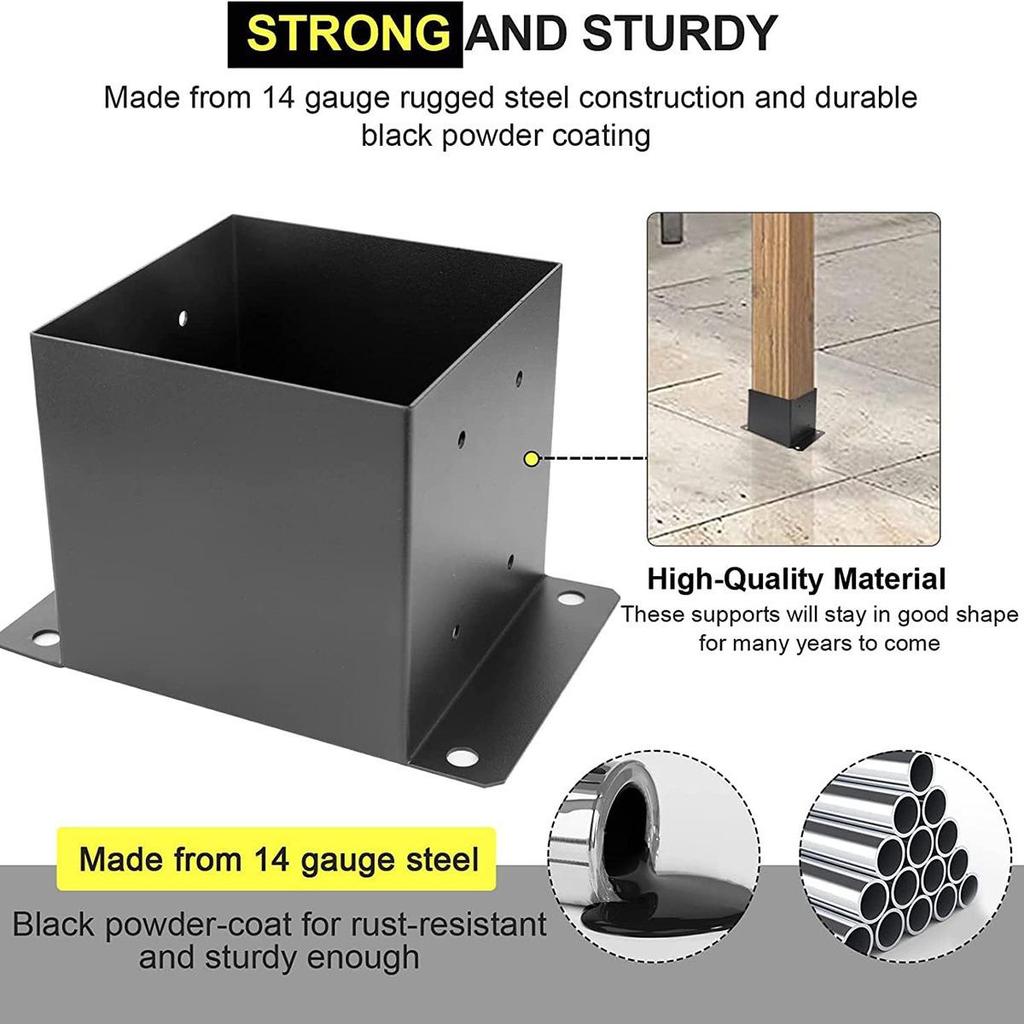 Heavy Duty Steel Fence and Deck Post Bracket Base