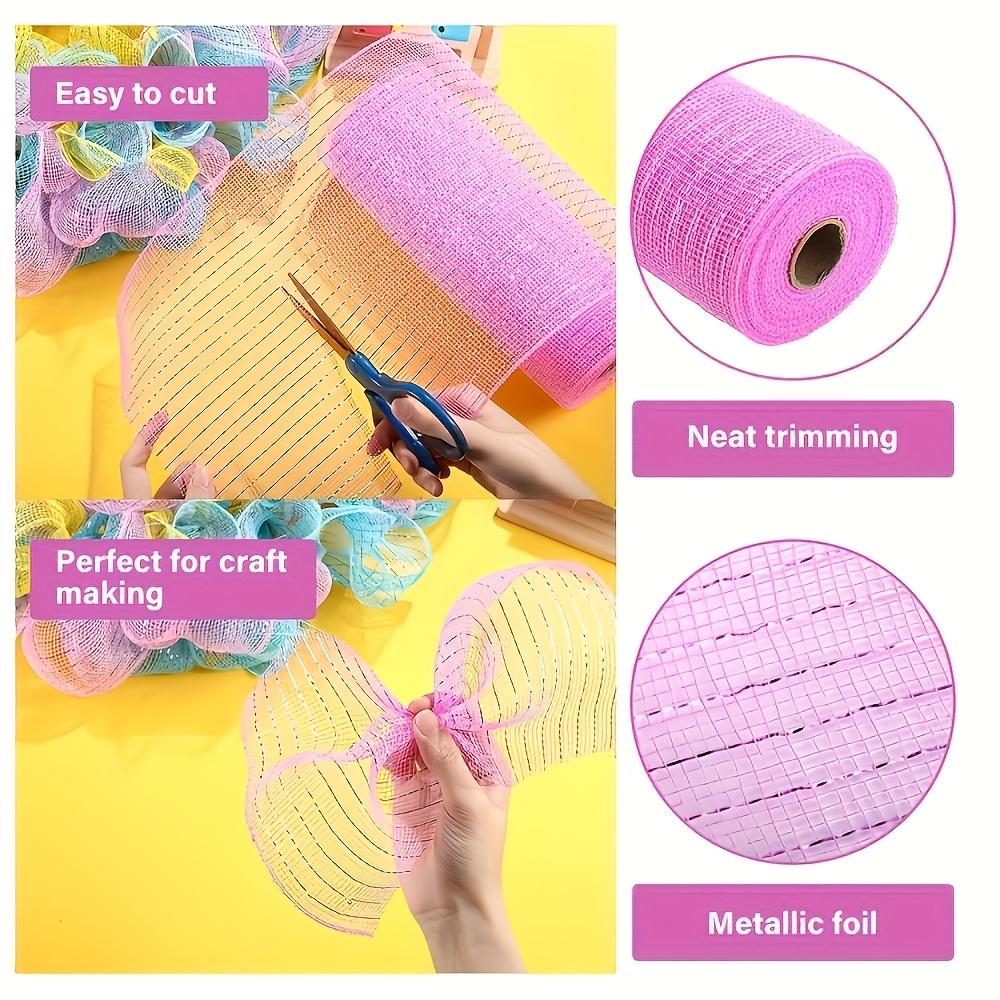 4 Stück Dekorative Netz Vierfarbkombination Foliennetzbandrollen, 10 Zoll Breite, 30 Fuß 1 Rolle für Kranzherstellung, Türhänger Bastelbedarf Party