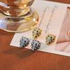Luxury Leopard Stud Earrings with Green Eyes - Glittering Animal Design, 18K Golden Plated, Stainless Steel Posts, Perfect for Evening Parties & Banqu