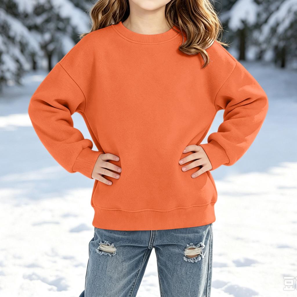 Boys Girls Long Sleeve Color Casual Hoodie Pullover Sweatshirt for Kids
