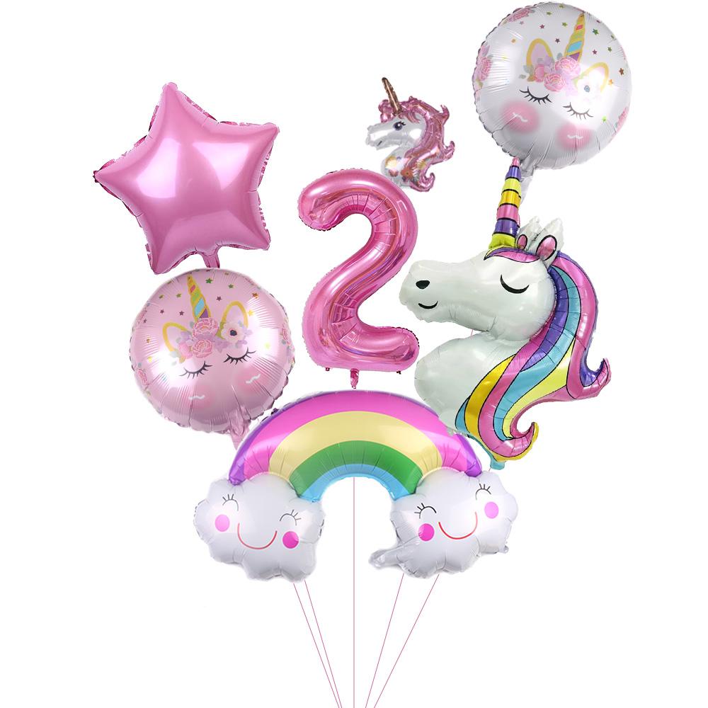 Cartoon Rainbow Unicorn Birthday Decoration Balloon Unicorn Plate Tablecloth Cake Decoration Party Supplies Birthday Gift