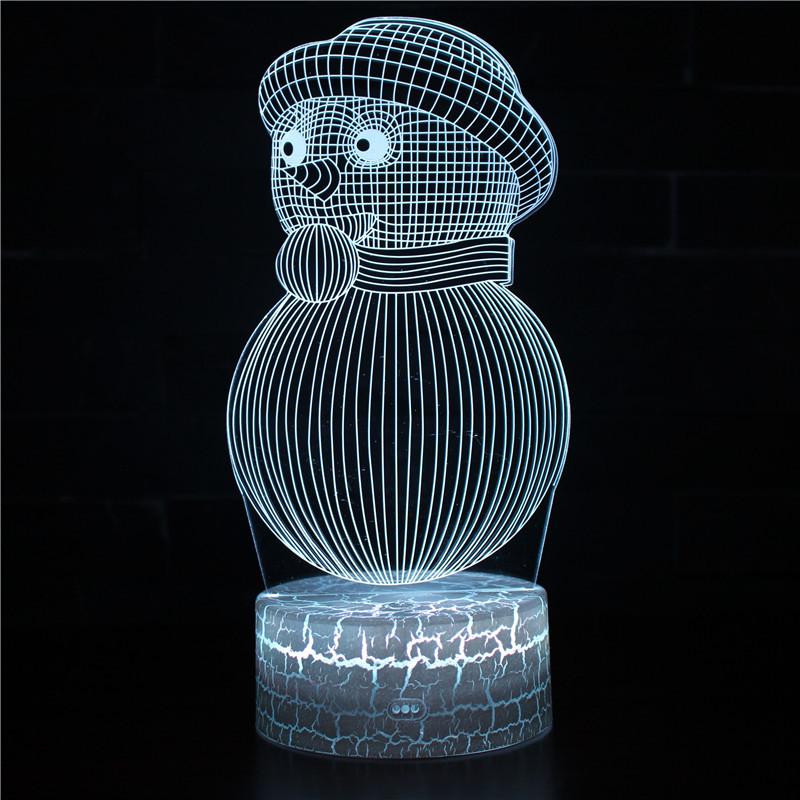 3D Christmas Night Light: Creative LED Bedside Lamp with Remote Control & Seven-Color Touch