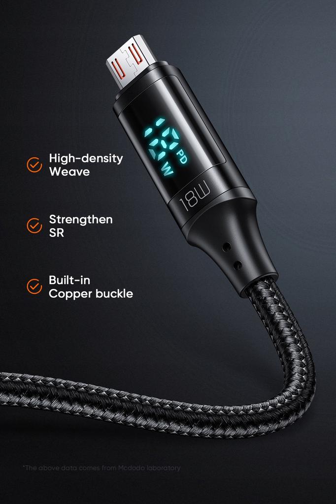 Mcdodo Digitální Pro Qc 4.0 Micro USB 18W 1,2M černý telefonní kabel