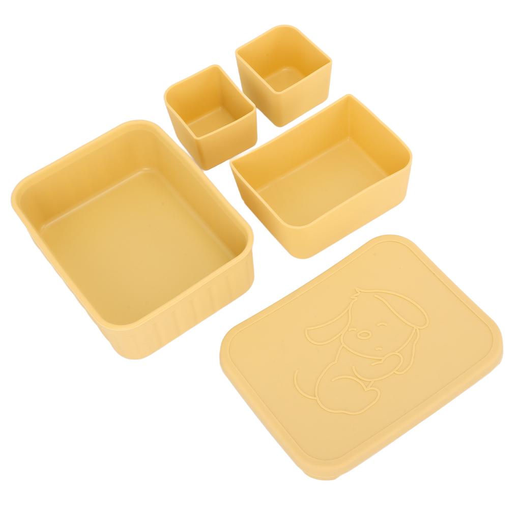 Cajas de Almuerzo de Silicona 3 Compartimentos Extraíbles Reutilizables a Prueba de Fugas Contenedores de Comida para Escuela Trabajo Viajes Aptos para Microondas 880ml