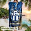 Asciugamano da Spiaggia Stampa FC Zürich Nome Personalizzato Testo Asciugamano Morbido per Piscina