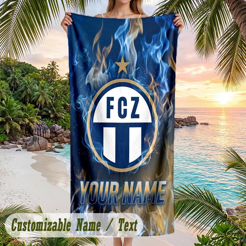 Asciugamano da Spiaggia Stampa FC Zürich Nome Personalizzato Testo Asciugamano Morbido per Piscina