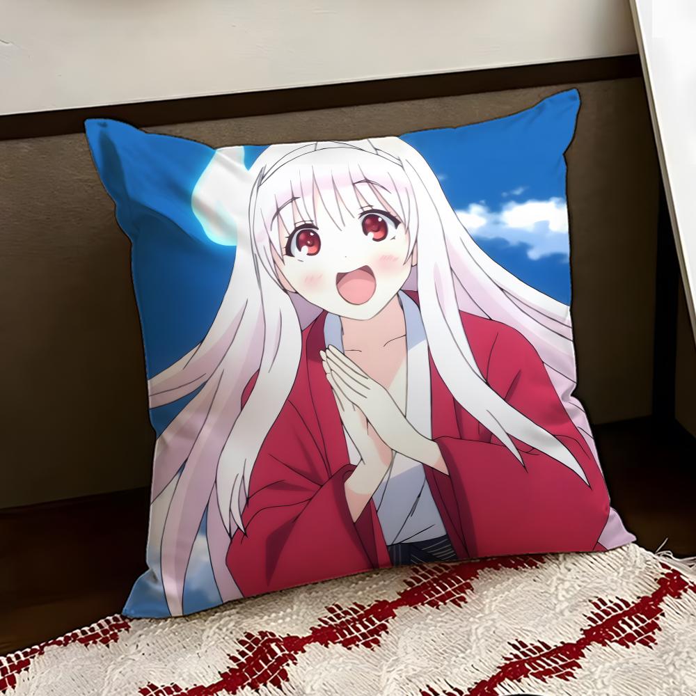 Anime YYuragisou No Yuunasan Cushion Cover Reversible Soft Durable Pillow Cover Home  Car MultiScene Use for Daily Comfort