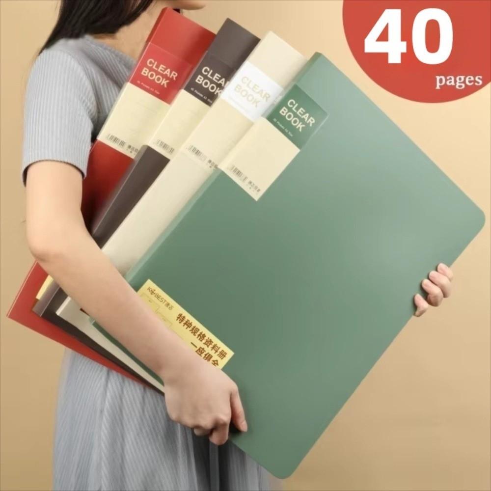 Multifunctional Large Portfolio Sketch Folder Light Retro Color 40 Pockets File Folder Office