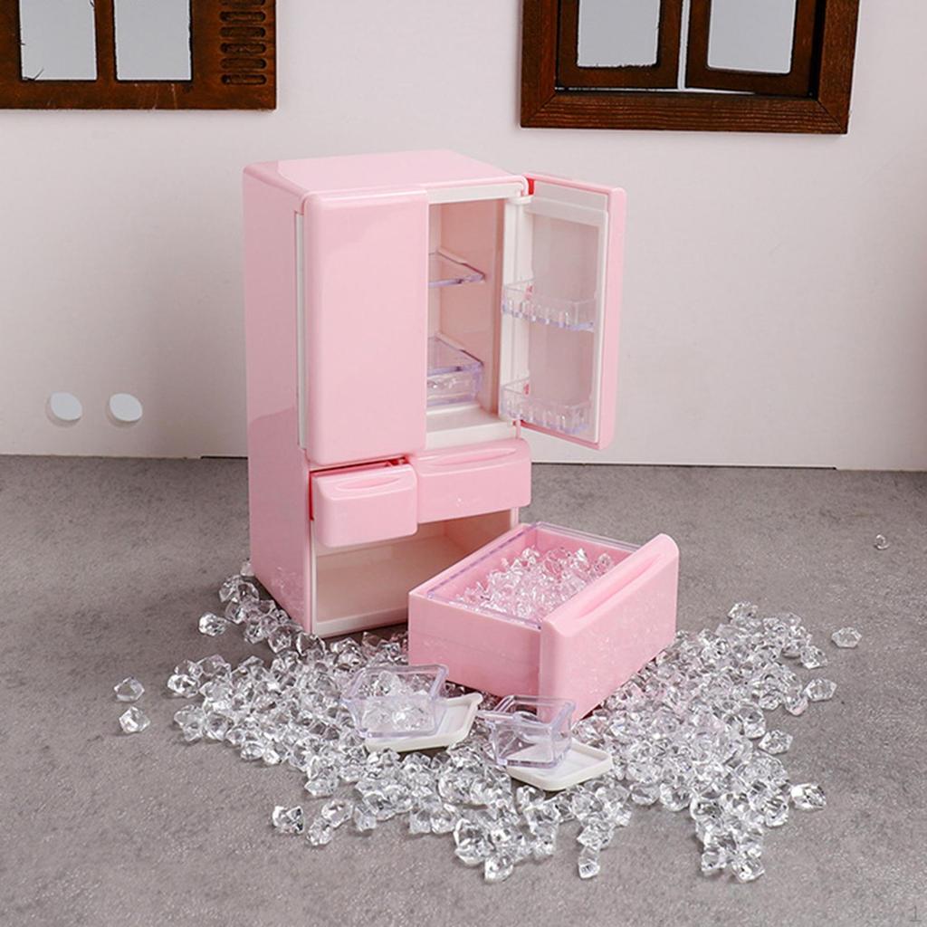 1/12 Freezer Refrigerator Dollhouse Furniture Ornaments with Tweezers Toy for Furnishings Decoration