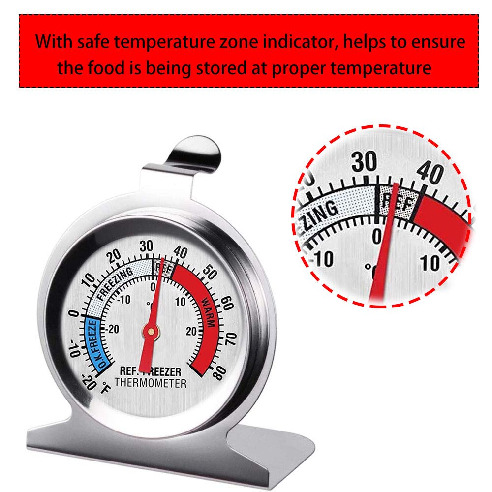 4pcs Refrigerator Freezer Thermometer Measurement Range Large Dial Thermometer (-30°C~30°C/ 20~80°F)