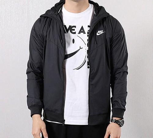 Nike Solid Color Logo Print Hooded Sports Jacket AT5271-010
