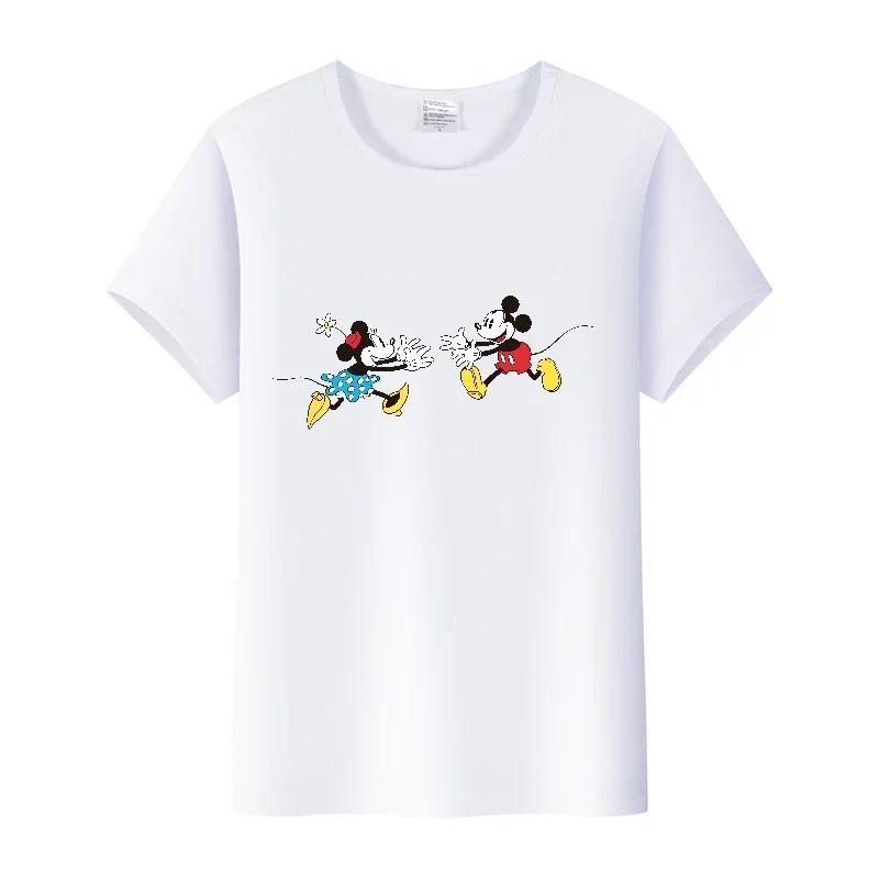 Fashion Disney Cartoon Men Tshirt Female Tops Summer Women Short Sleeve T-shirt Gothic Tee Ladies Mickey Mouse Graphic Clothes