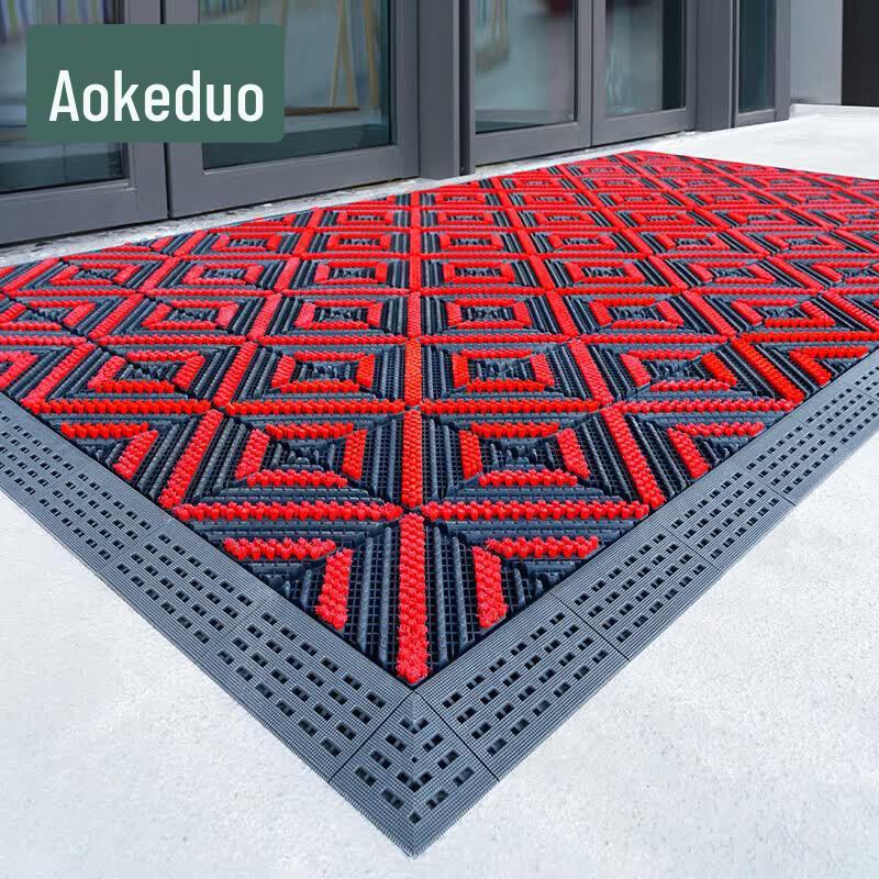 Aokedu 3-in-1 Outdoor Interlocking Entrance Mat with Three-Brush Scrapers