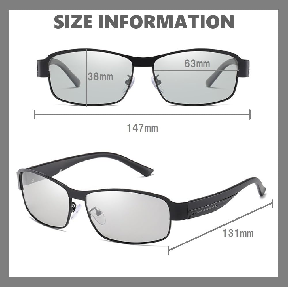 Polarized Photochromic Sunglasses for Driving UV for Outdoor with Case and Microfiber Cloth [REONAS] + Men, Sunglasses, Protection, Driving, Fishing,
