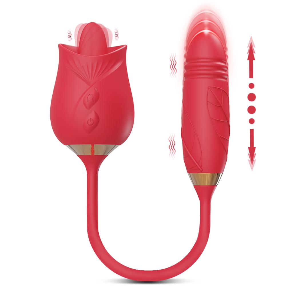 Rose-Sucking Vibrator for Women Clit Sucker Vagina G Spot Thrusting Vibrator Stimulator Female Masturbator Adult Sex Toy
