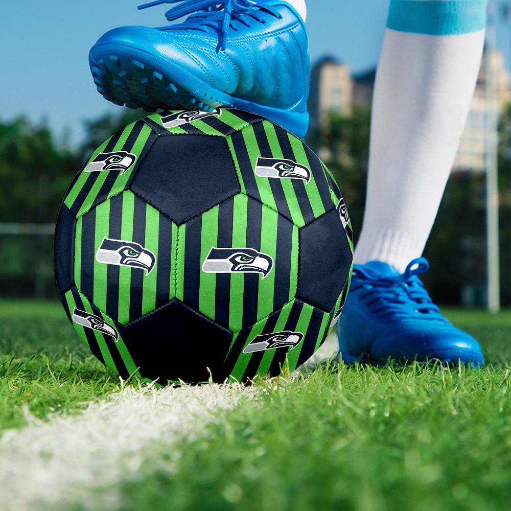 Seahawks Indoor Soccer Ball Colorful All Ages Size 5 Machine Stitched PVC Competition Ready Durable High-Bounce