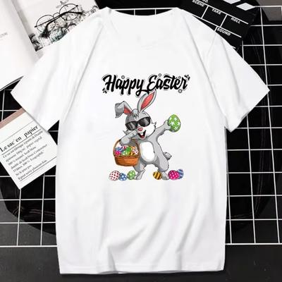 Happy Easter TShirt Cool Bunny Print Short-sleev Tops Women Fashion Hip-hop Streetwear Unique Classic Graphic Oversized T-Shirt