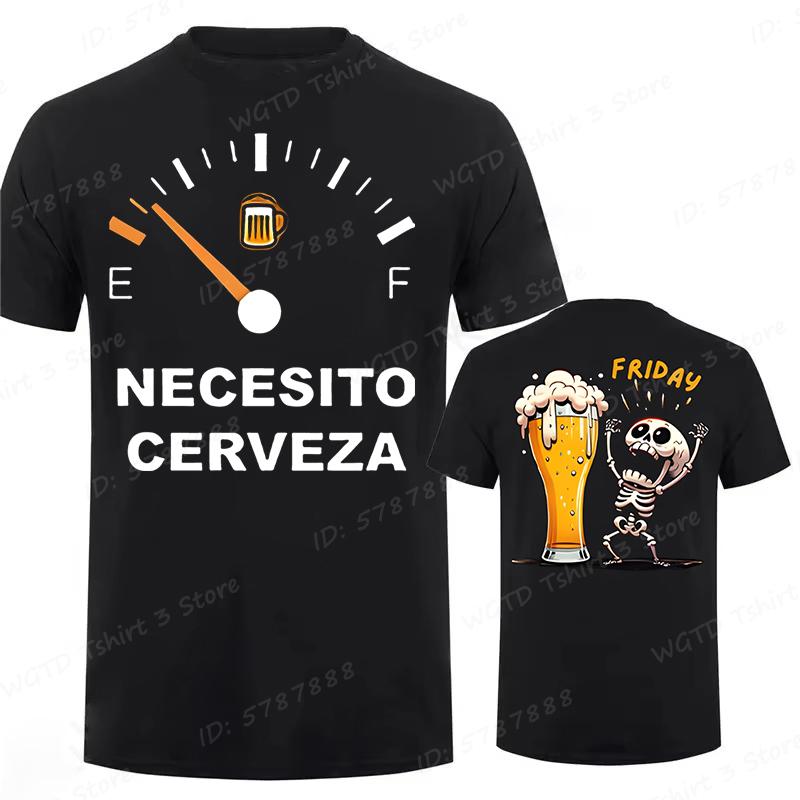 Funny Skeleton Enjoying Friday Beer Day Print TShirt Finally Friday for Drink Lover Tees Gifts Short Sleeve Tops Mens Clothing