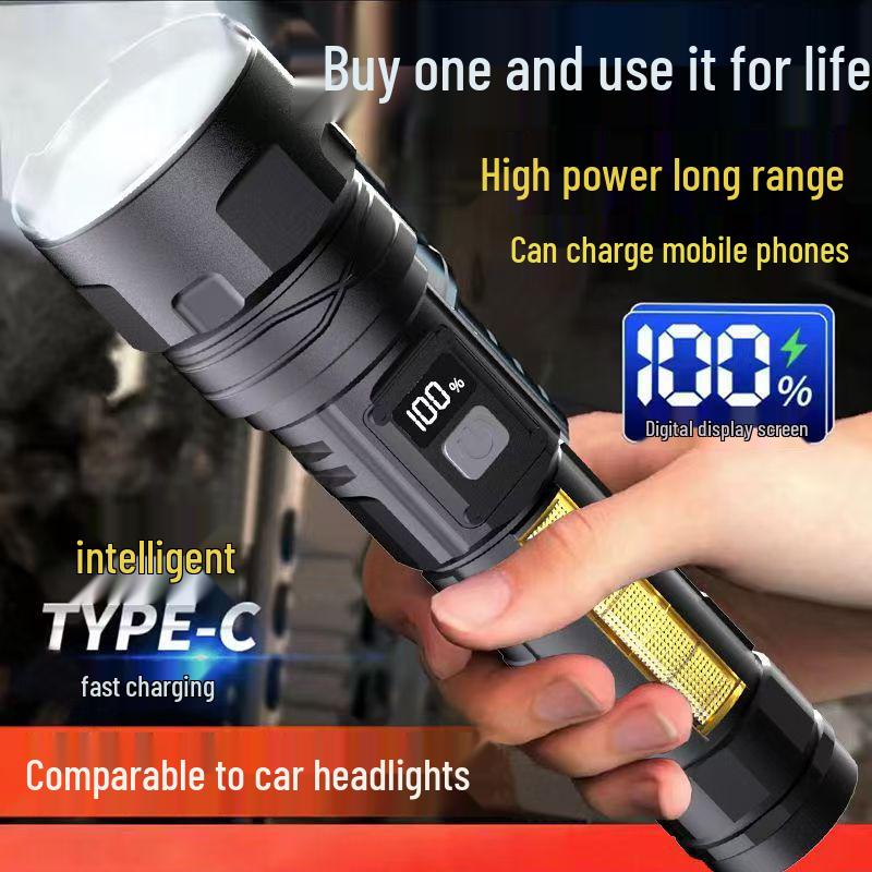 Cross-border Rechargeable Flashlight with Super Bright Technology and Long-lasting Battery for Emergency Lighting