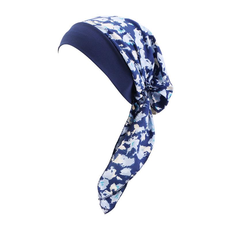 Ethnic Style Strap Headscarf Cap, Elastic Wide-Edge Streamer Headband Chemotherapy Cap Home Hat Jdt-329C