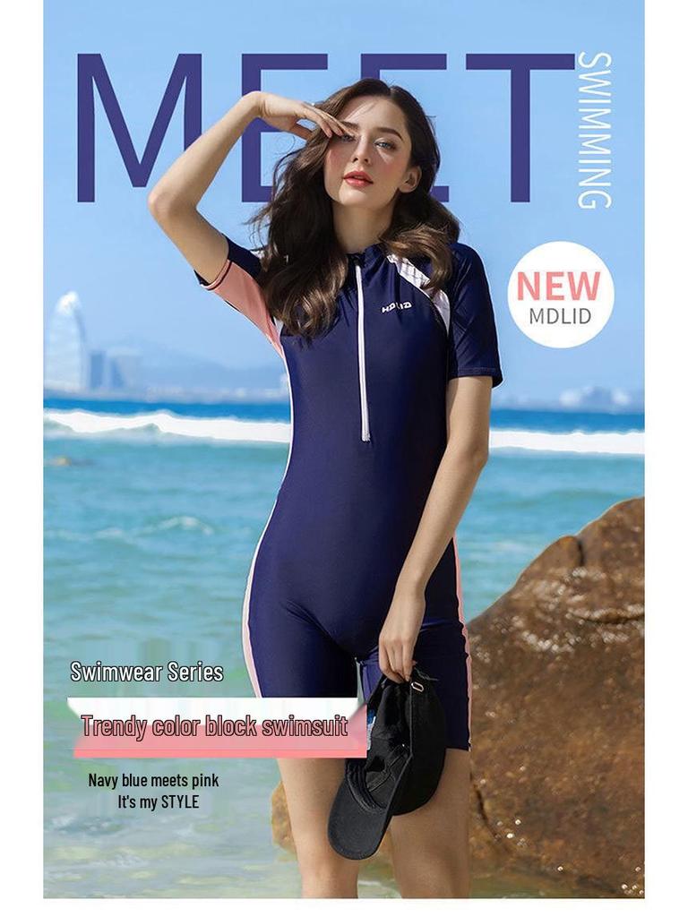 Schnelltrocknender konservativer Herren-Einteiler-Badeanzug mit Sonnenschutz