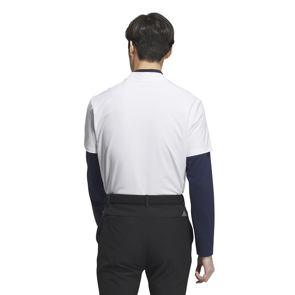 Adidas Golf Golf Polo Shirt Mock Neck Layered EPW Graphic Stretch Shirt White L/S Men's