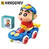 Crayon Shin-chan Assembled Building Blocks Mini School Bus Anime Toy Cartoon Model Desktop Collection Ornaments Holiday Gifts