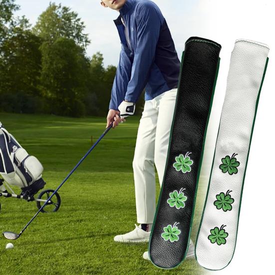 Golf Indicator Rod Holder Abrasion-resistant Four-leaf Clover Pattern Faux Leather Aiming Exercise Training