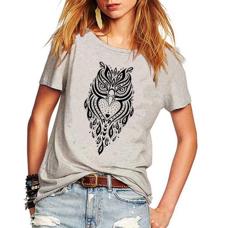 Koszulki damskie z nadrukiem graficznym sowy Harajuku, letnie, z osobowością, ubrania damskie, 5 opcji kolorystycznych, damska koszulka
