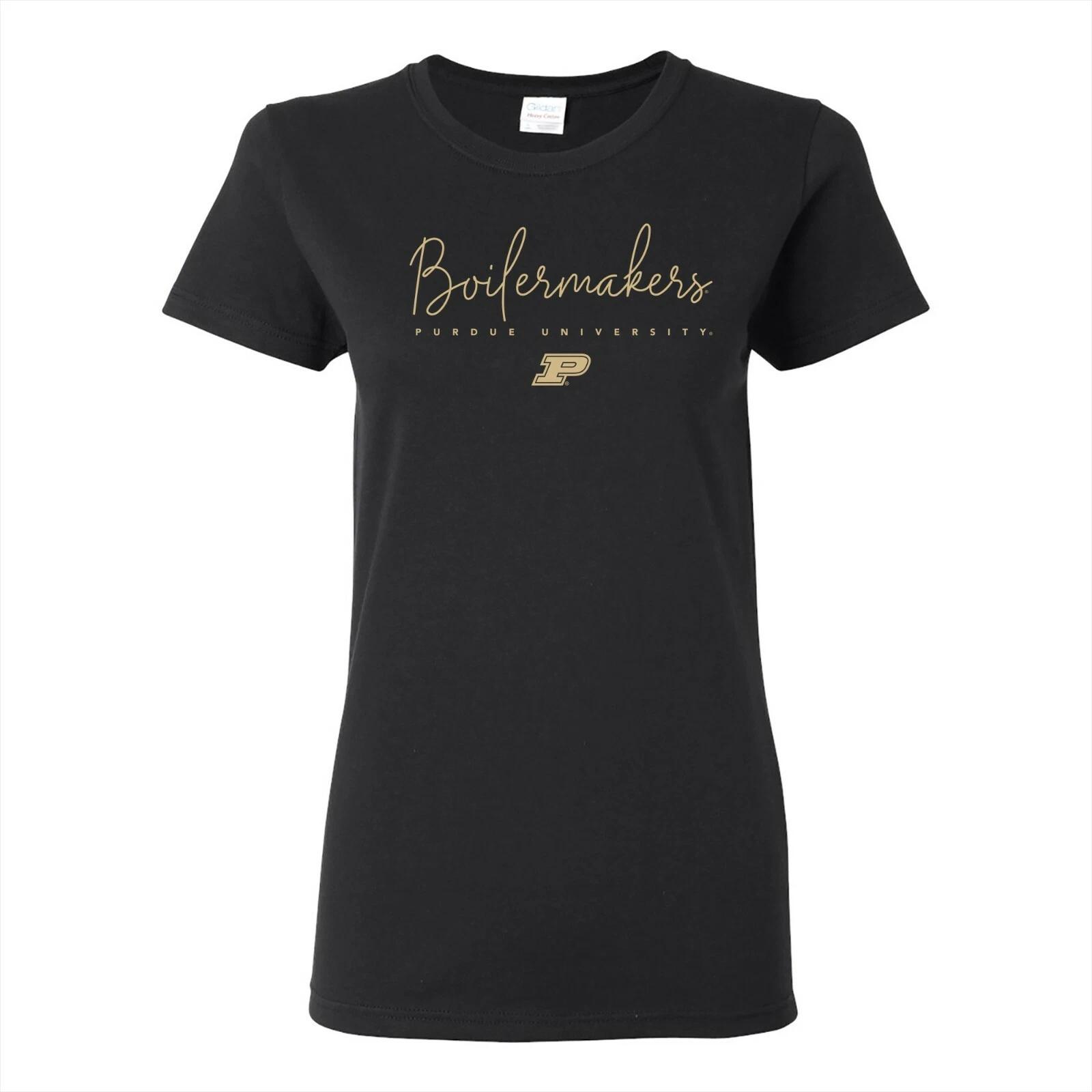 Purdue Boilermakers Thin Script Womens T-Shirt - Black 4XL