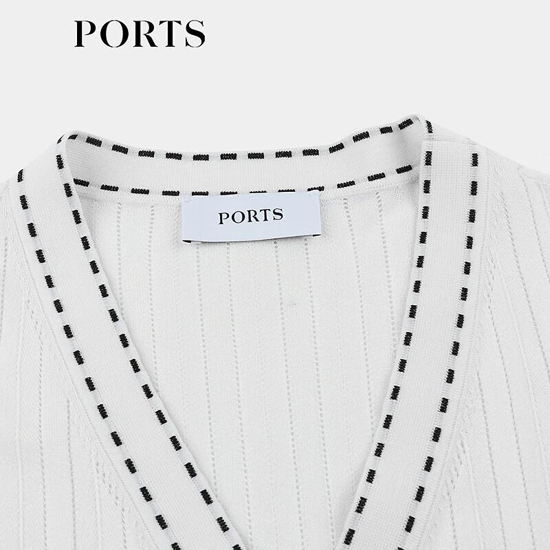 PORTS Women's 2025 Spring/Summer Contrast Edge Knit Cardigan