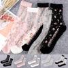 Summer Transparent Glass Silk Bow Boat Socks Thin Ankle Socks Socks Short Sock Crystal Sock