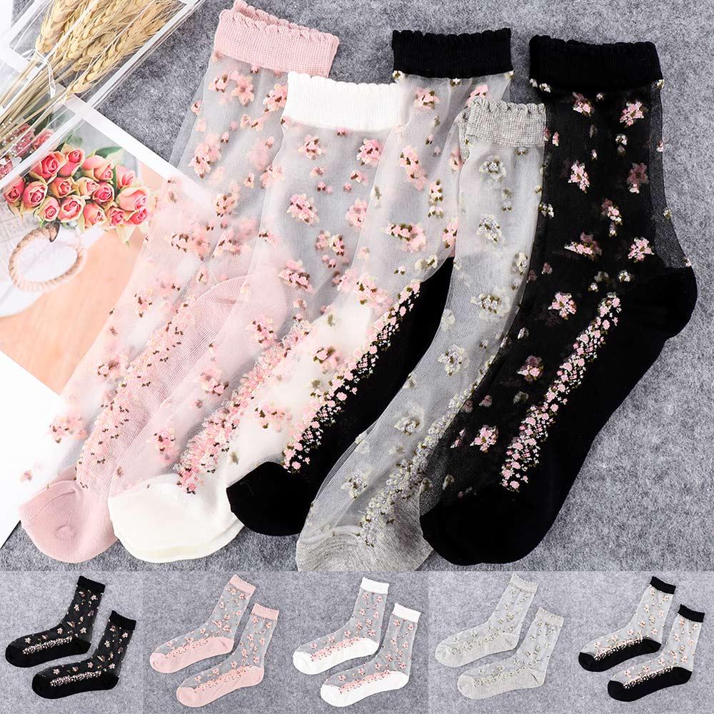 Leisure Transparent Boat Socks Bow Glass Silk Jacquard Short Sock Crystal Sock Ankle Socks Socks