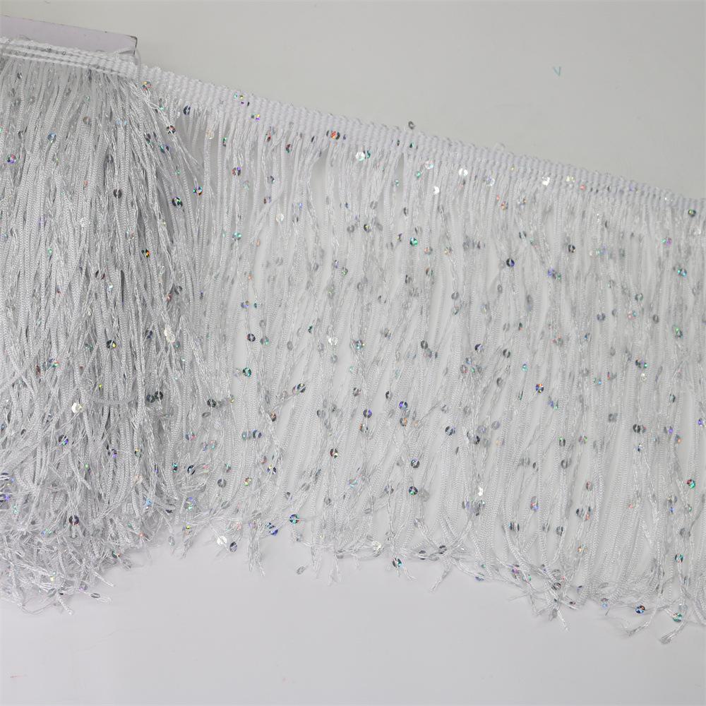 20Cm Wide Sequin Double-Wire Encrypted Nylon Row Beard Fringed Lace Latin Dance Clothing Accessories