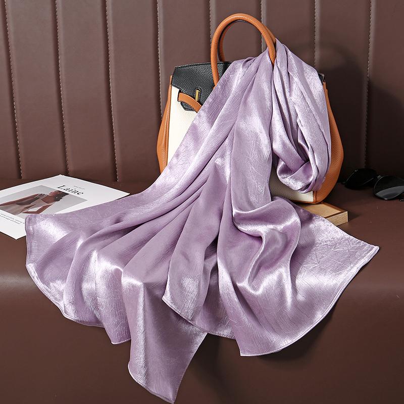 Large Size Silkly Stain Scarf Women Plain Foulard Femme Luxury Hijab Long Bandana Evening Party Dress Shawls and Wraps