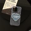 Denim Embroidery Heart Cartoon Phone Case for iPhone 13/12/14/15/16/17 PRO