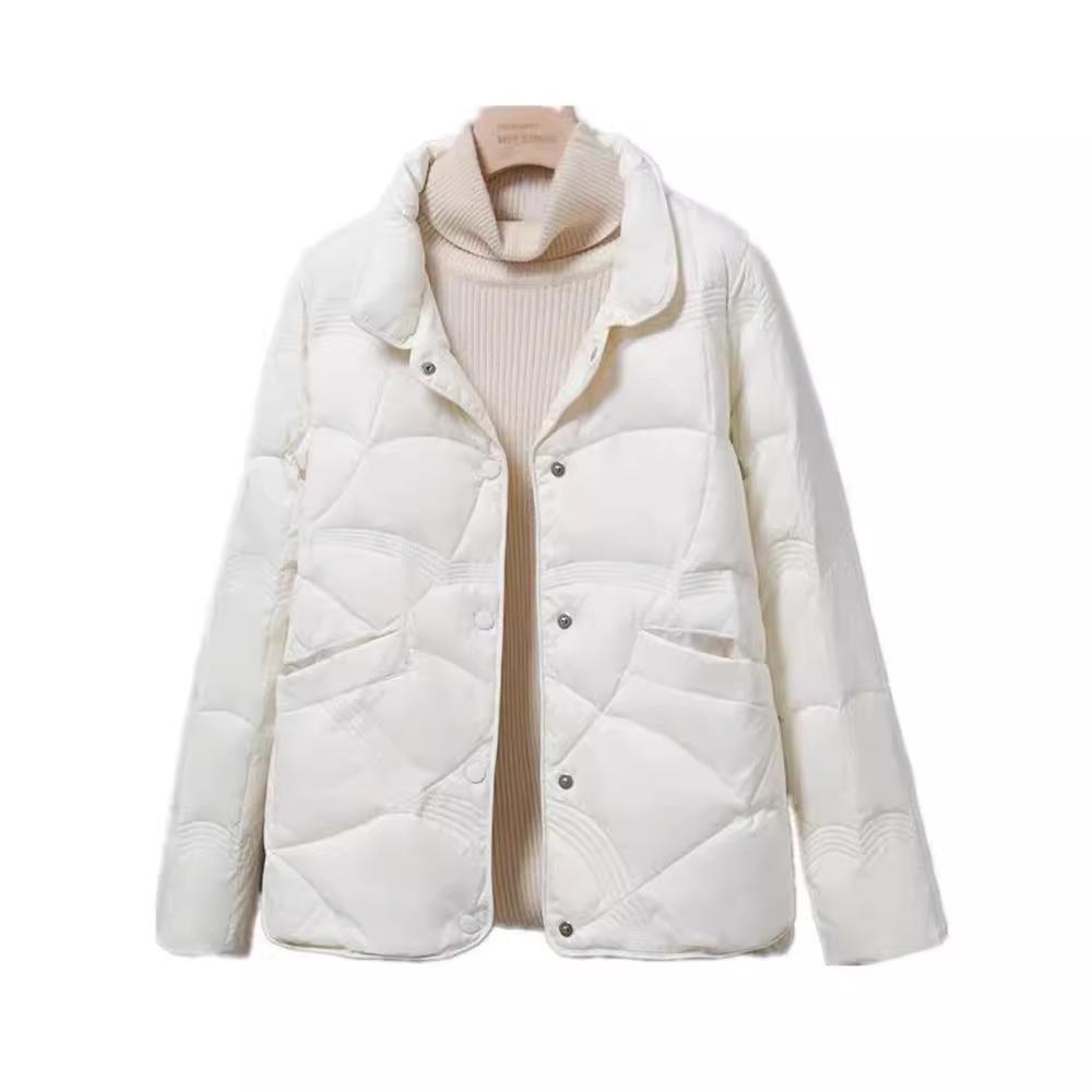 Women's 2026 Petite Winter Down Jacket with Xiangyun Pattern - Lightweight, Fashionable, Warm Outerwear with Stand Collar