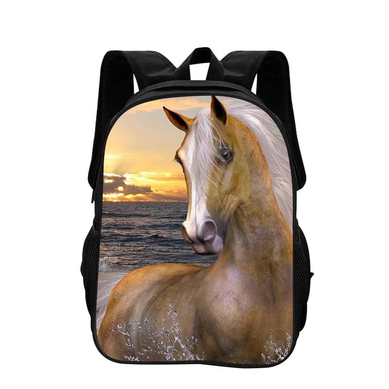 Horse Backpack Animal Horse 3D Printed Large Capacity New Handsome Casual Backpack for Primary and Secondary School Students