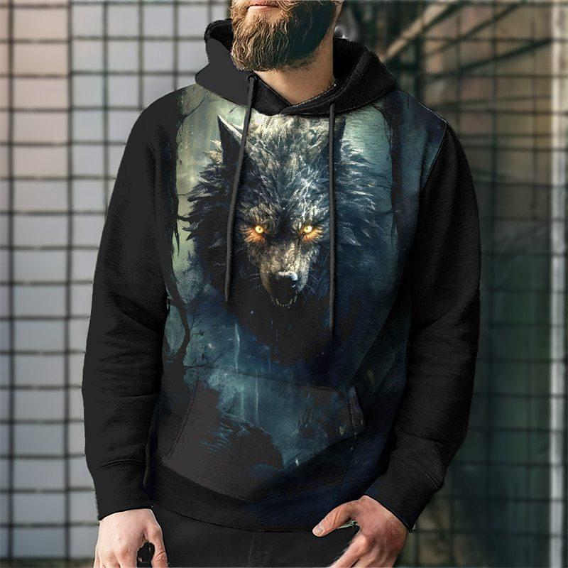 

Fierce Animal Wolf 3D Digital Printed Men s Personalized Trendy Hoodie Sweatshirt S