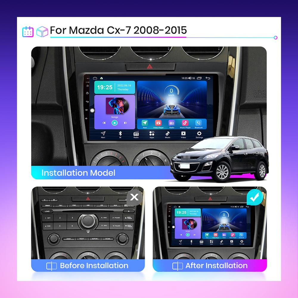 2 DIN Android Carplay Car Radio For Mazda CX7 2007-2015 Multimedia Player Head Unit Stereo GPS Navigation BT WIFI 2+32GB