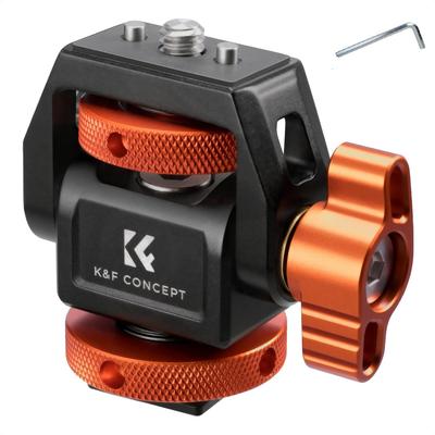 CONCEPT Camera Monitor Adjustable Focus and Cold Shoe Rotation and Camera Accessory K&F Mount, 1/4" Screw, Mountable, 180° 360° Swivel,