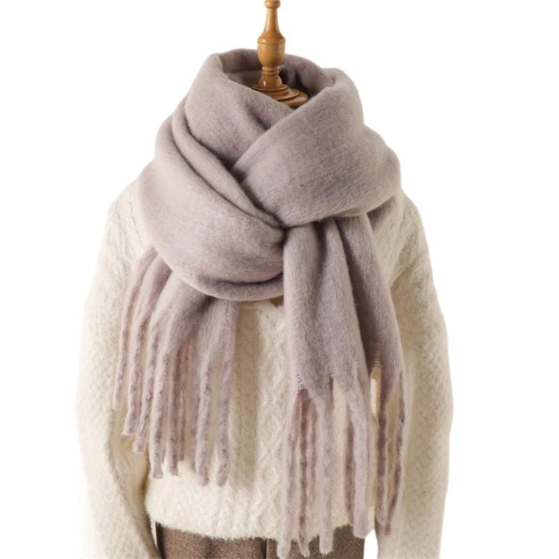 Long Tassels Neckerchief Solid Color Scarf Lightweight Yet Warm Headscarf Shawl For Casual or Formal Wear Daily