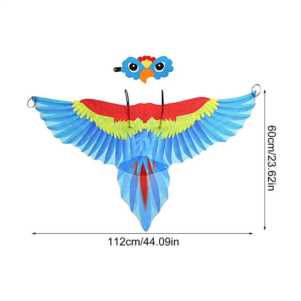 

Parrot Wings Cloak Costume Bird Cape Carnival Costume for Masquerade Halloween Carnival Performance Fancy Dress Xxs синій