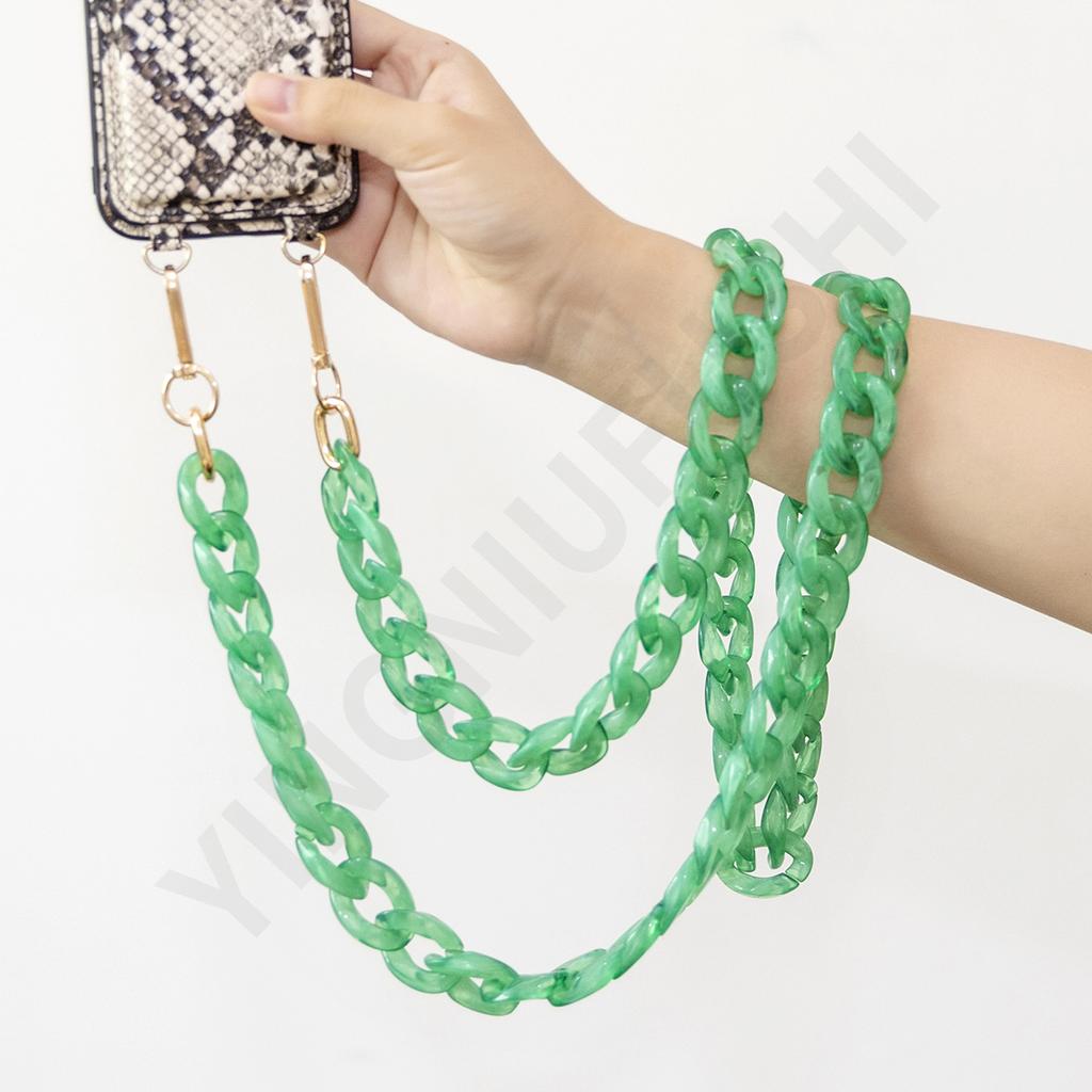 European and American Fashion Solid Color Acrylic Chain Mobile Phone Chain Long Neck Hanging Convenient Messenger Mobile Phone Hanging Chain 