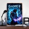 Cyborg Gamer Tinplate Poster Customized Wall Art Vintage Retro Metal Signs for Modern Home Decoration Luxury Desk Decor Man Cave