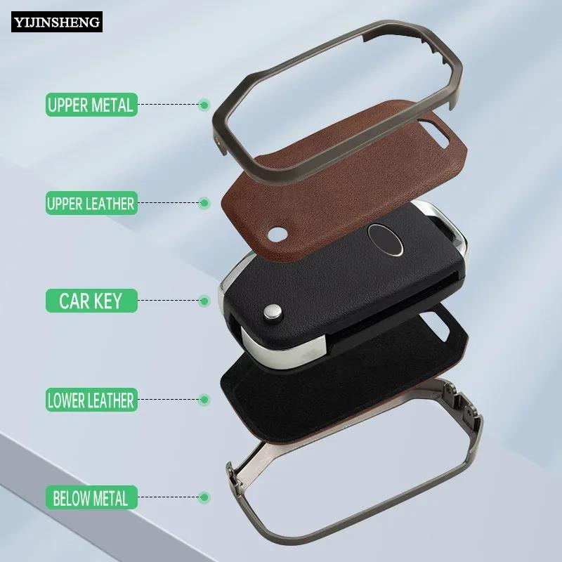 Zinc Alloy + Leather Car Key Case Cover For KIA Ceed 2023 CD Forte 2018 2019 2021 Cerato 2019 K3 Gt Seltos Sportage 2020 Sorento