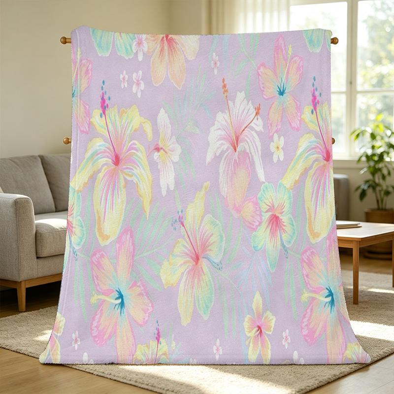 Soft Floral Fleece Blanket Breathable Cozy Lightweight All-Season Throw, Perfect for Home, Office, Halloween & Christmas