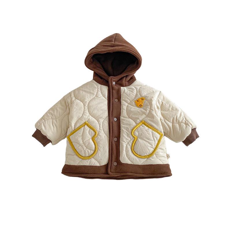 2025 Winter Boys' Hooded Cotton Jacket: Thick, Patchwork Korean Style for Kids