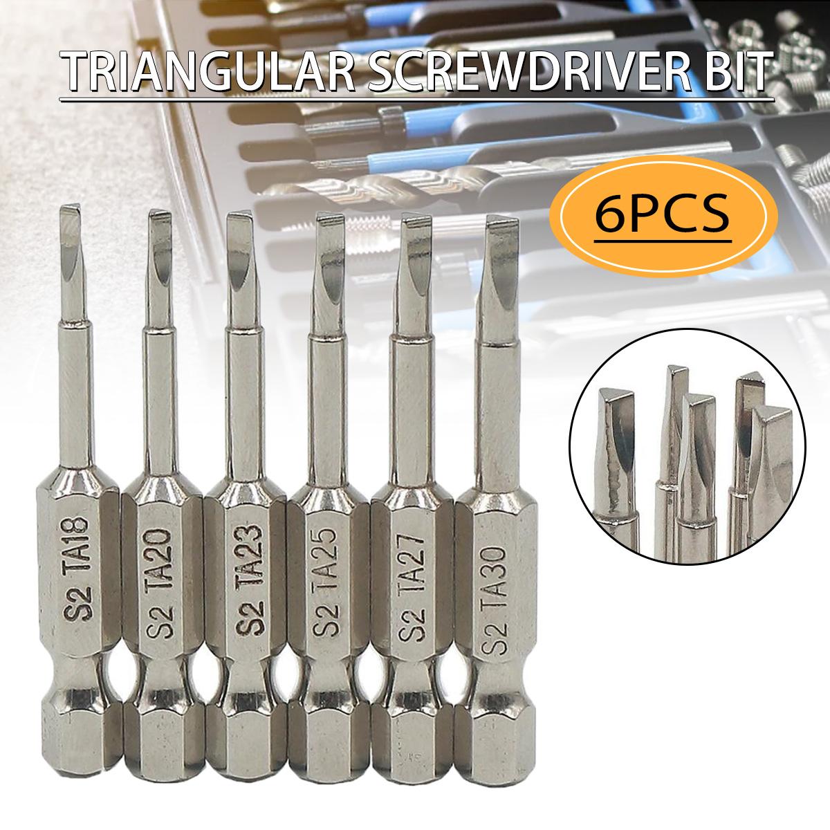 

PDTO новые 6 шт., магнитные отвертки с треугольной головкой, S2, сталь, 1/4 дюйма, шестигранный хвостовик, 50 мм